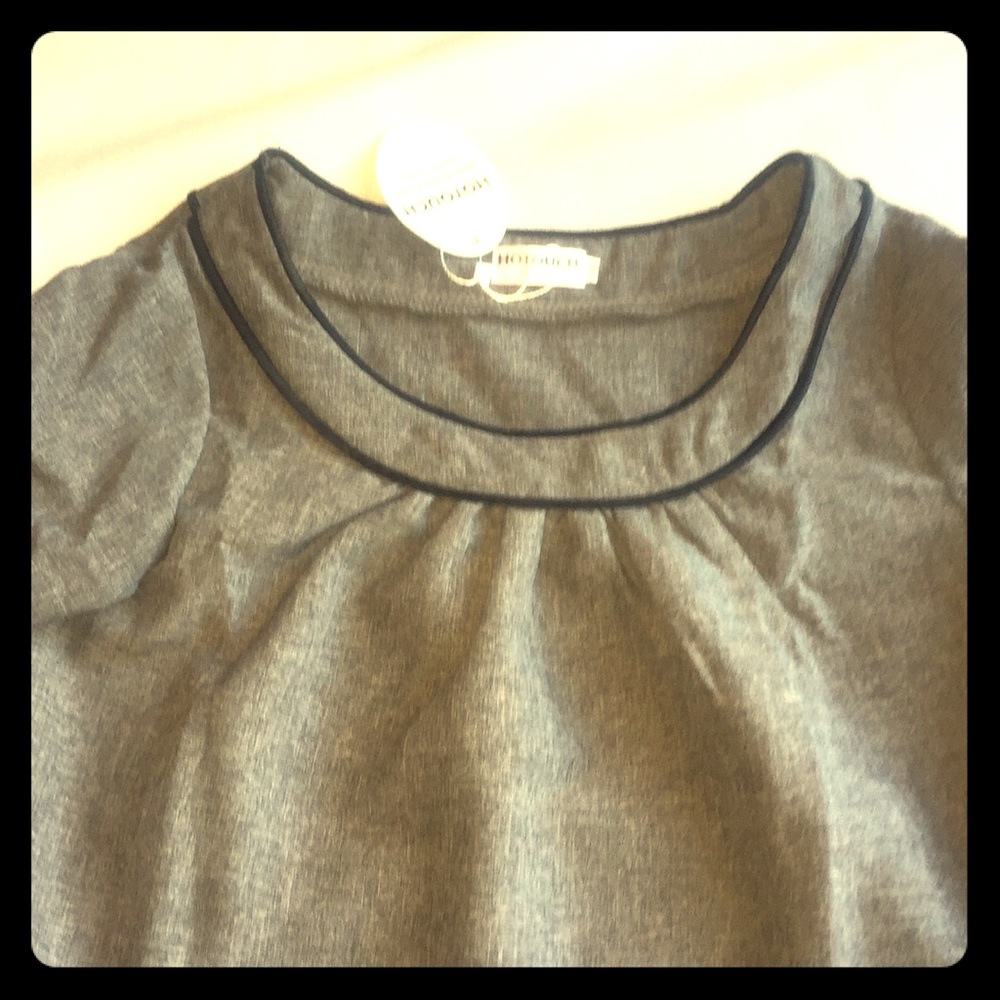 NWT Grey 3/4 sleeve dress with black trim